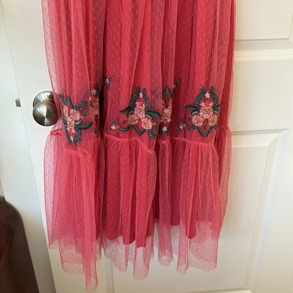 Mia Joy Girls Long Red Flower Dress - Picture 3 of 8